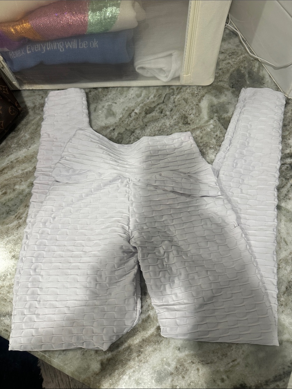 White Textured women’s Brazilian Booty Scrunch Leggings - Brand
